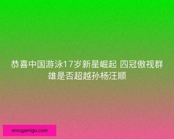 恭喜中国游泳17岁新星崛起 四冠傲视群雄是否超越孙杨汪顺